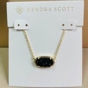 Kendra Scott Elisa Black Drusy Gold Necklace